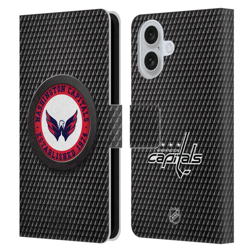 NHL Washington Capitals Puck Texture Leather Book Wallet Case Cover For Apple iPhone 16