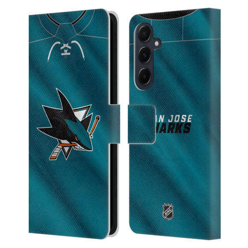 NHL San Jose Sharks Jersey Leather Book Wallet Case Cover For Samsung Galaxy A55 5G