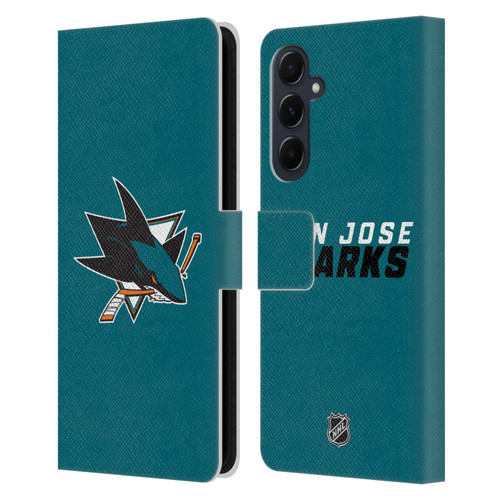 NHL San Jose Sharks Plain Leather Book Wallet Case Cover For Samsung Galaxy A55 5G