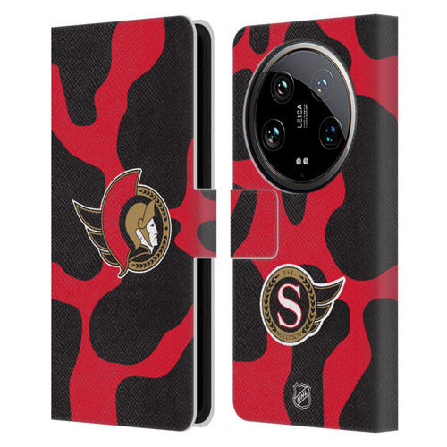 NHL Ottawa Senators Cow Pattern Leather Book Wallet Case Cover For Xiaomi 14 Ultra