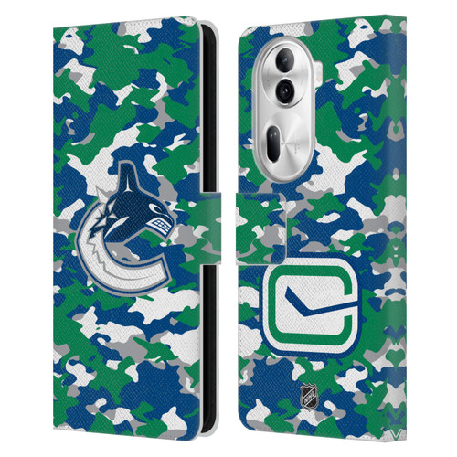 NHL Vancouver Canucks Camouflage Leather Book Wallet Case Cover For OPPO Reno11