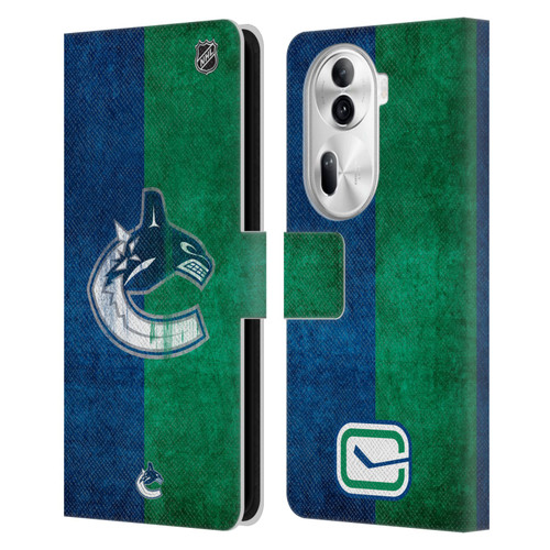 NHL Vancouver Canucks Half Distressed Leather Book Wallet Case Cover For OPPO Reno11