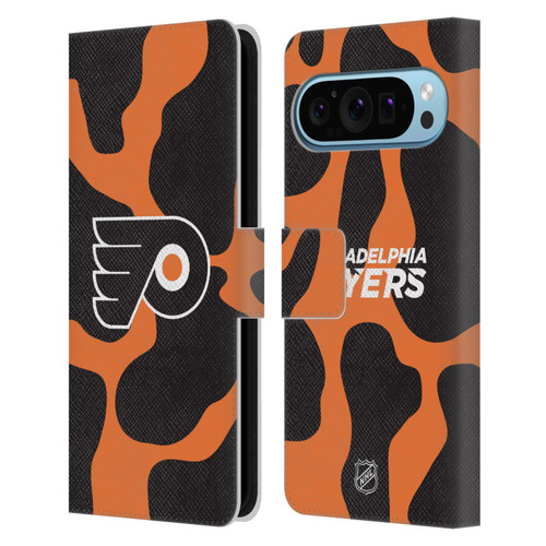 NHL Philadelphia Flyers Cow Pattern Leather Book Wallet Case Cover For Google Pixel 9 / Pixel 9 Pro