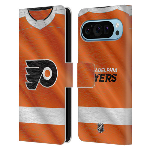 NHL Philadelphia Flyers Jersey Leather Book Wallet Case Cover For Google Pixel 9 / Pixel 9 Pro