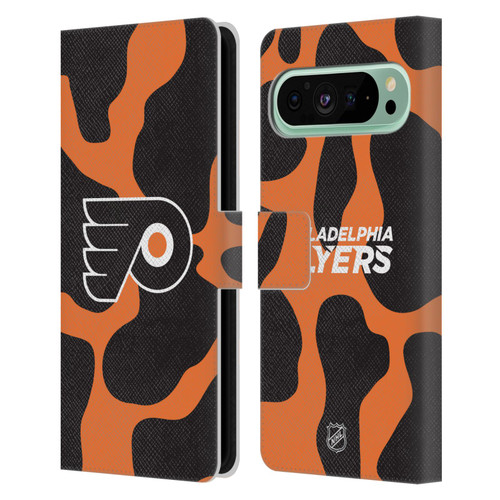 NHL Philadelphia Flyers Cow Pattern Leather Book Wallet Case Cover For Google Pixel 9 Pro XL