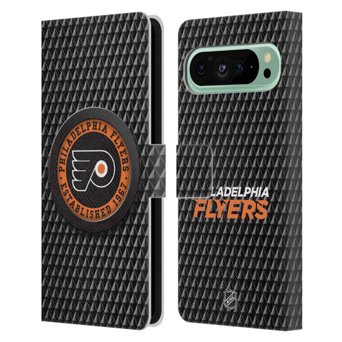 NHL Philadelphia Flyers Puck Texture Leather Book Wallet Case Cover For Google Pixel 9 Pro XL