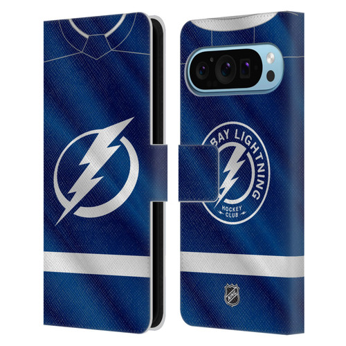 NHL Tampa Bay Lightning Jersey Leather Book Wallet Case Cover For Google Pixel 9 / Pixel 9 Pro