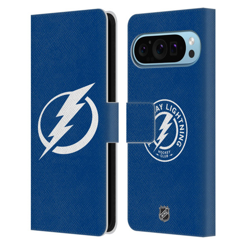 NHL Tampa Bay Lightning Plain Leather Book Wallet Case Cover For Google Pixel 9 / Pixel 9 Pro