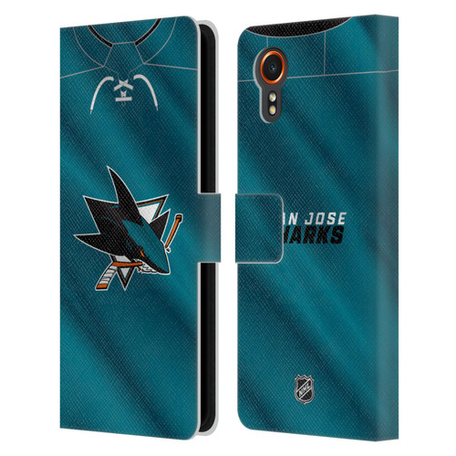 NHL San Jose Sharks Jersey Leather Book Wallet Case Cover For Samsung Galaxy Xcover7 5G