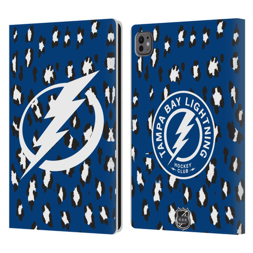 NHL Tampa Bay Lightning Leopard Patten Leather Book Wallet Case Cover For Apple iPad Pro 11 M4 2024
