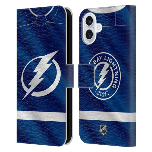 NHL Tampa Bay Lightning Jersey Leather Book Wallet Case Cover For Apple iPhone 16 Plus