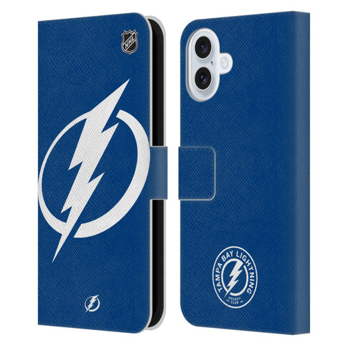 NHL Tampa Bay Lightning Oversized Leather Book Wallet Case Cover For Apple iPhone 16 Plus