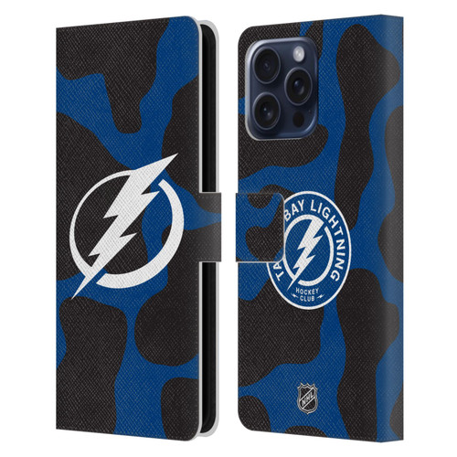 NHL Tampa Bay Lightning Cow Pattern Leather Book Wallet Case Cover For Apple iPhone 16 Pro Max