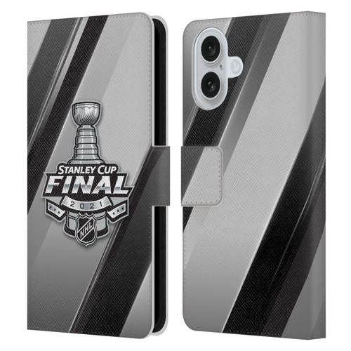 NHL 2021 Stanley Cup Final Stripes 2 Leather Book Wallet Case Cover For Apple iPhone 16