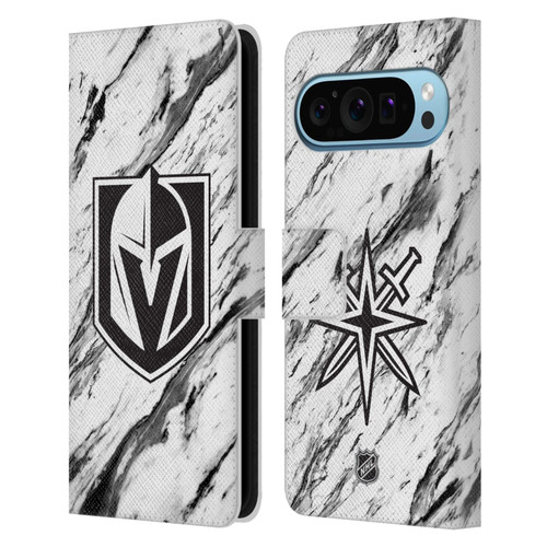 NHL Vegas Golden Knights Marble Leather Book Wallet Case Cover For Google Pixel 9 / Pixel 9 Pro