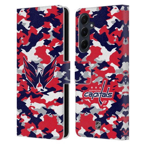 NHL Washington Capitals Camouflage Leather Book Wallet Case Cover For Samsung Galaxy A55 5G