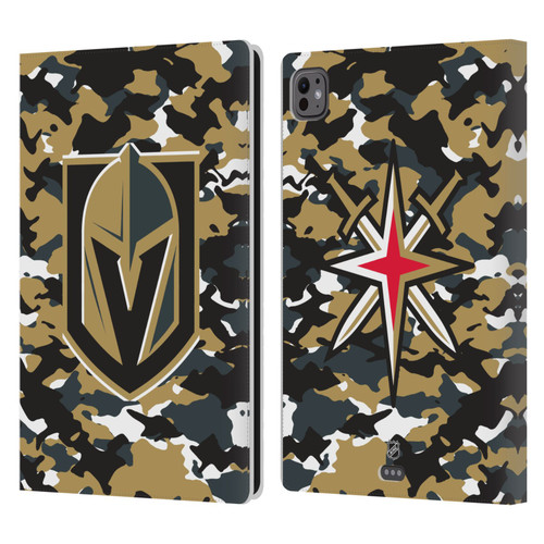 NHL Vegas Golden Knights Camouflage Leather Book Wallet Case Cover For Apple iPad Pro 11 M4 2024