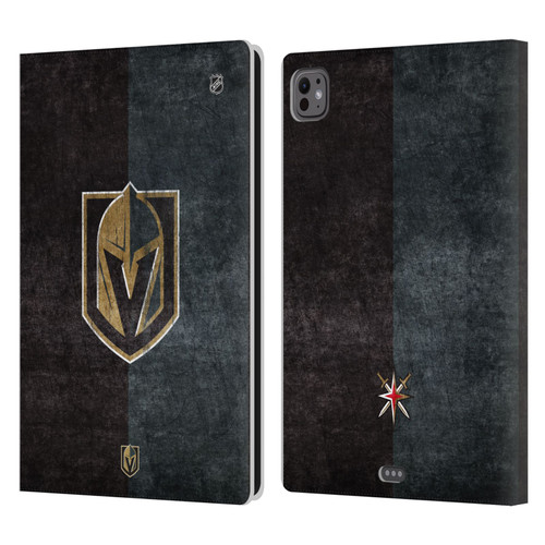 NHL Vegas Golden Knights Half Distressed Leather Book Wallet Case Cover For Apple iPad Pro 11 M4 2024
