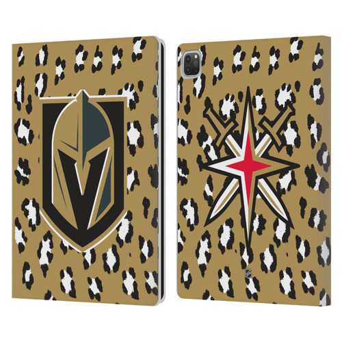 NHL Vegas Golden Knights Leopard Patten Leather Book Wallet Case Cover For Apple iPad Pro 13 M4 2024