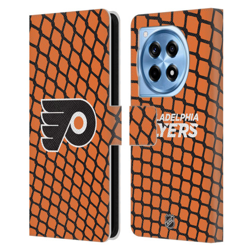 NHL Philadelphia Flyers Net Pattern Leather Book Wallet Case Cover For OnePlus 12R