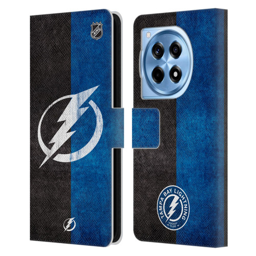 NHL Tampa Bay Lightning Half Distressed Leather Book Wallet Case Cover For OnePlus 12R