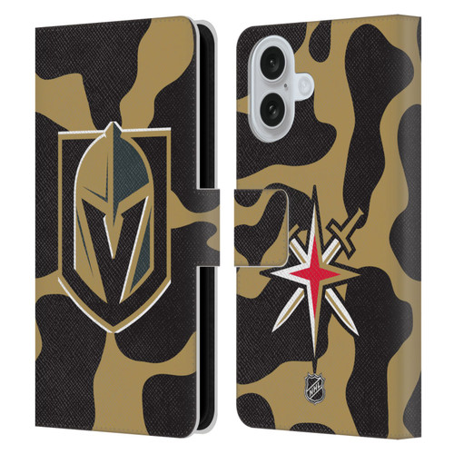NHL Vegas Golden Knights Cow Pattern Leather Book Wallet Case Cover For Apple iPhone 16