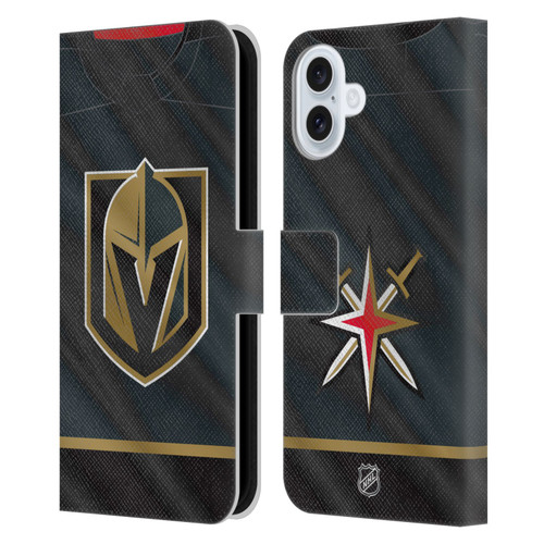NHL Vegas Golden Knights Jersey Leather Book Wallet Case Cover For Apple iPhone 16 Plus