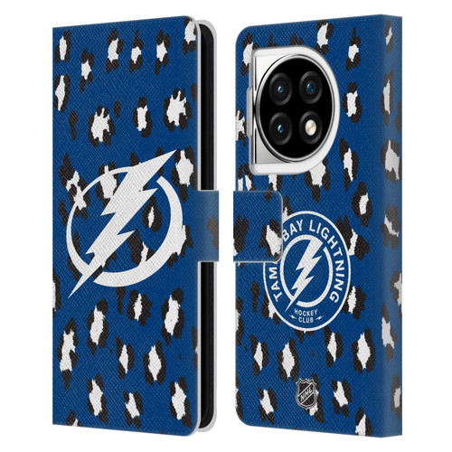 NHL Tampa Bay Lightning Leopard Patten Leather Book Wallet Case Cover For OPPO OnePlus Ace 3 5G