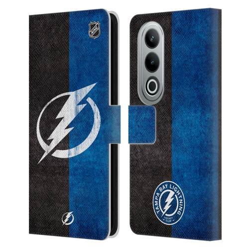 NHL Tampa Bay Lightning Half Distressed Leather Book Wallet Case Cover For OPPO OnePlus Ace 3V 5G