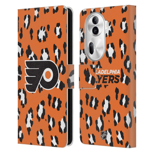 NHL Philadelphia Flyers Leopard Patten Leather Book Wallet Case Cover For OPPO Reno11