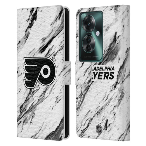 NHL Philadelphia Flyers Marble Leather Book Wallet Case Cover For OPPO Reno11 F 5G / F25 Pro 5G