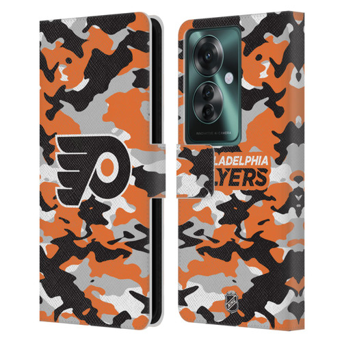 NHL Philadelphia Flyers Camouflage Leather Book Wallet Case Cover For OPPO Reno11 F 5G / F25 Pro 5G