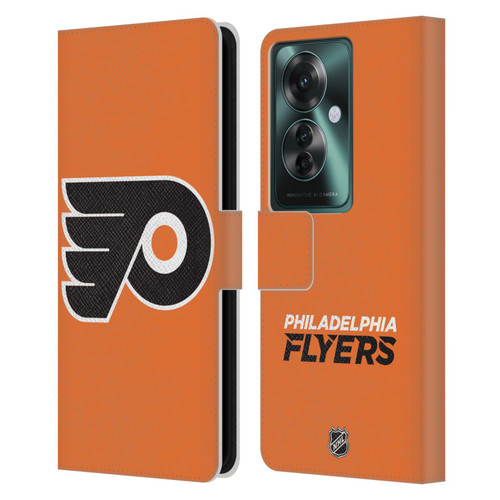 NHL Philadelphia Flyers Plain Leather Book Wallet Case Cover For OPPO Reno11 F 5G / F25 Pro 5G