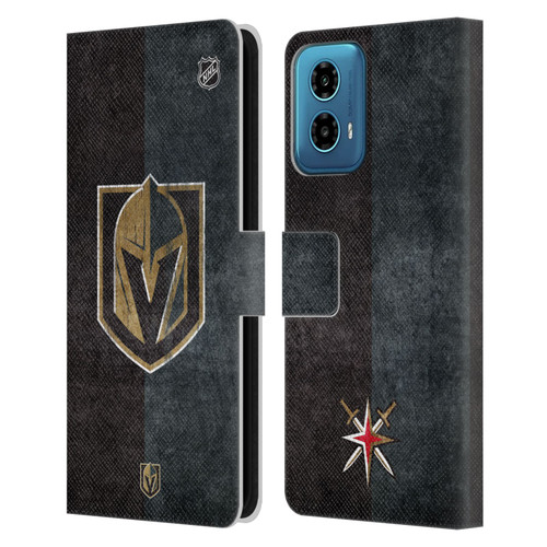 NHL Vegas Golden Knights Half Distressed Leather Book Wallet Case Cover For Motorola Moto G34 5G