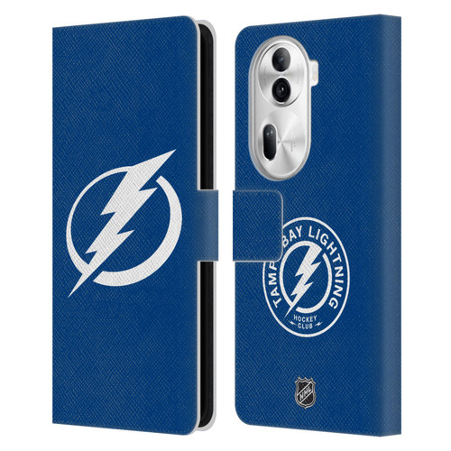 NHL Tampa Bay Lightning Plain Leather Book Wallet Case Cover For OPPO Reno11
