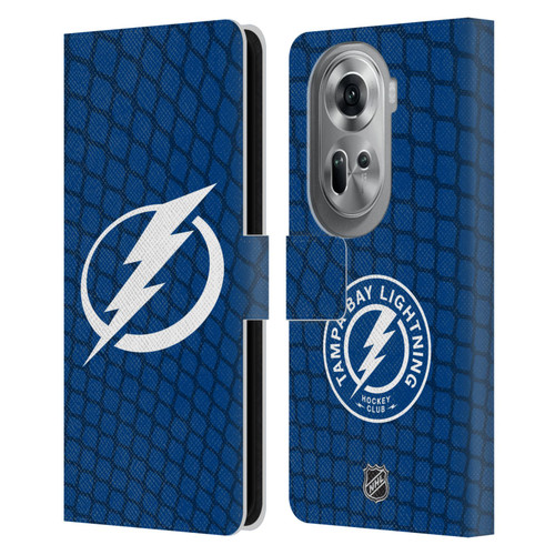 NHL Tampa Bay Lightning Net Pattern Leather Book Wallet Case Cover For OPPO Reno11 Pro