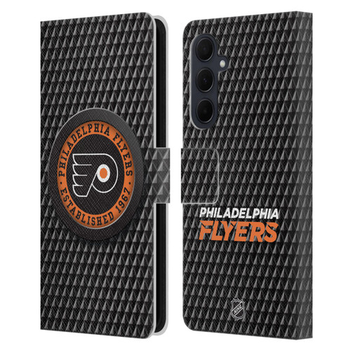 NHL Philadelphia Flyers Puck Texture Leather Book Wallet Case Cover For Samsung Galaxy A35 5G
