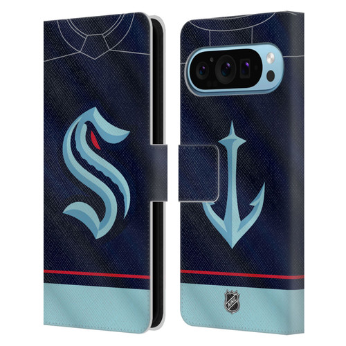 NHL Seattle Kraken Jersey Leather Book Wallet Case Cover For Google Pixel 9 / Pixel 9 Pro