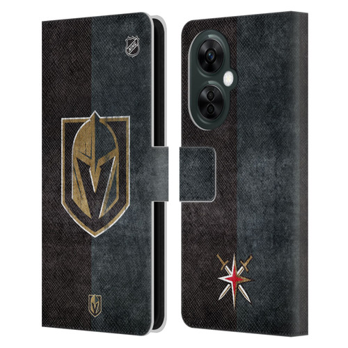NHL Vegas Golden Knights Half Distressed Leather Book Wallet Case Cover For OnePlus Nord CE 3 Lite 5G
