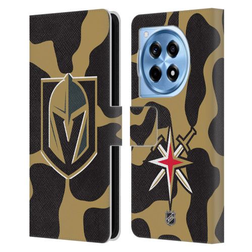 NHL Vegas Golden Knights Cow Pattern Leather Book Wallet Case Cover For OnePlus 12R