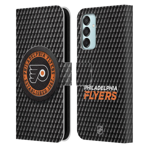NHL Philadelphia Flyers Puck Texture Leather Book Wallet Case Cover For Samsung Galaxy M15/F15 5G