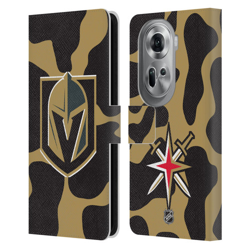 NHL Vegas Golden Knights Cow Pattern Leather Book Wallet Case Cover For OPPO Reno11 Pro