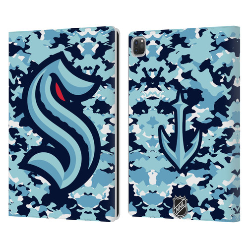 NHL Seattle Kraken Camouflage Leather Book Wallet Case Cover For Apple iPad Pro 13 M4 2024