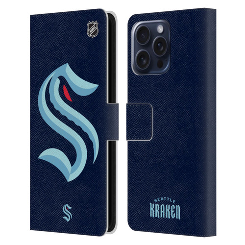 NHL Seattle Kraken Oversized Leather Book Wallet Case Cover For Apple iPhone 16 Pro Max