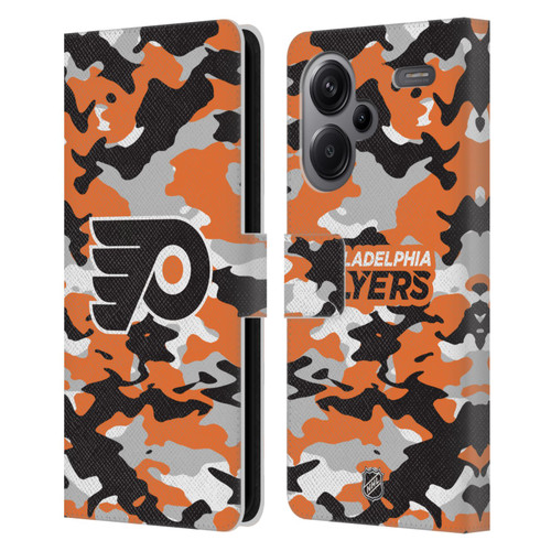 NHL Philadelphia Flyers Camouflage Leather Book Wallet Case Cover For Xiaomi Redmi Note 13 Pro Plus 5G