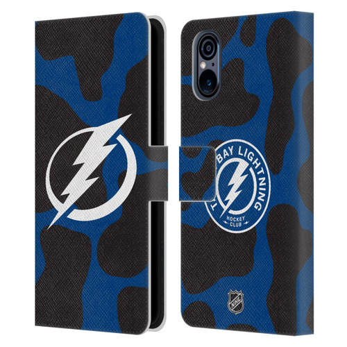NHL Tampa Bay Lightning Cow Pattern Leather Book Wallet Case Cover For Sony Xperia 5 V 5G