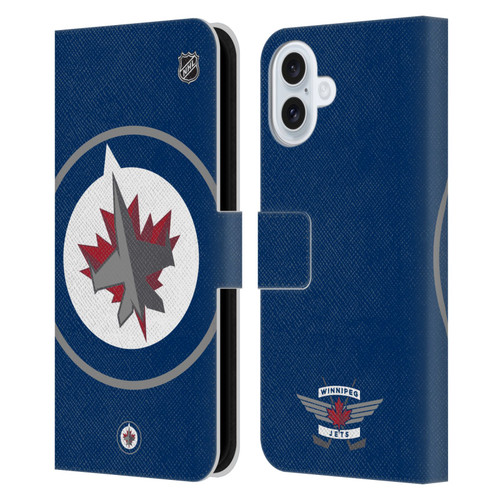 NHL Winnipeg Jets Oversized Leather Book Wallet Case Cover For Apple iPhone 16 Plus