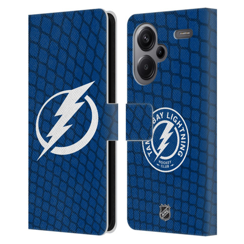 NHL Tampa Bay Lightning Net Pattern Leather Book Wallet Case Cover For Xiaomi Redmi Note 13 Pro Plus 5G