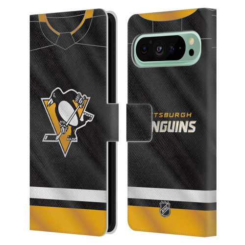 NHL Pittsburgh Penguins Jersey Leather Book Wallet Case Cover For Google Pixel 9 Pro XL