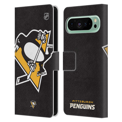 NHL Pittsburgh Penguins Oversized Leather Book Wallet Case Cover For Google Pixel 9 Pro XL
